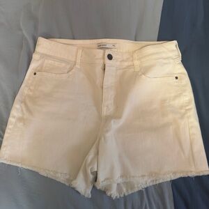 Nine West Cream Frayed Hem Denim Shorts